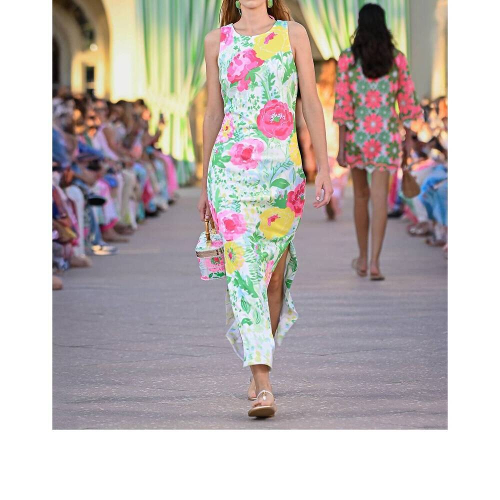 NEW LILLY PULITZER bernice maxi dress in multi poppy party engineered woven - Picture 8 of 8